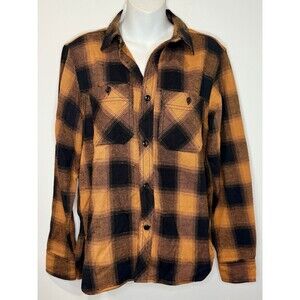 Rogue Territory RGT Yellow Black Plaid Flannel Shirt 100% Cotton Size M EUC!!!